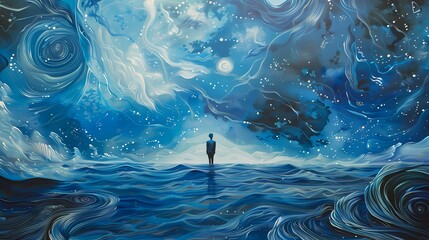 Fantasy starry sky vortex dot illustration poster background