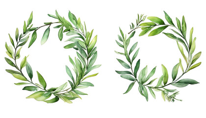 Fototapeta premium Aurel Wreath Watercolor Illustration, Isolated on White Background