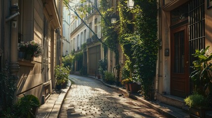 Obraz premium Scenic Parisian streets with space for text