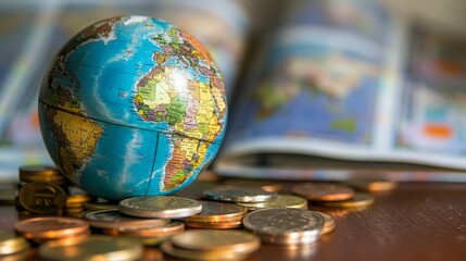 Globe and Coins: A Visual Representation of Global Finances