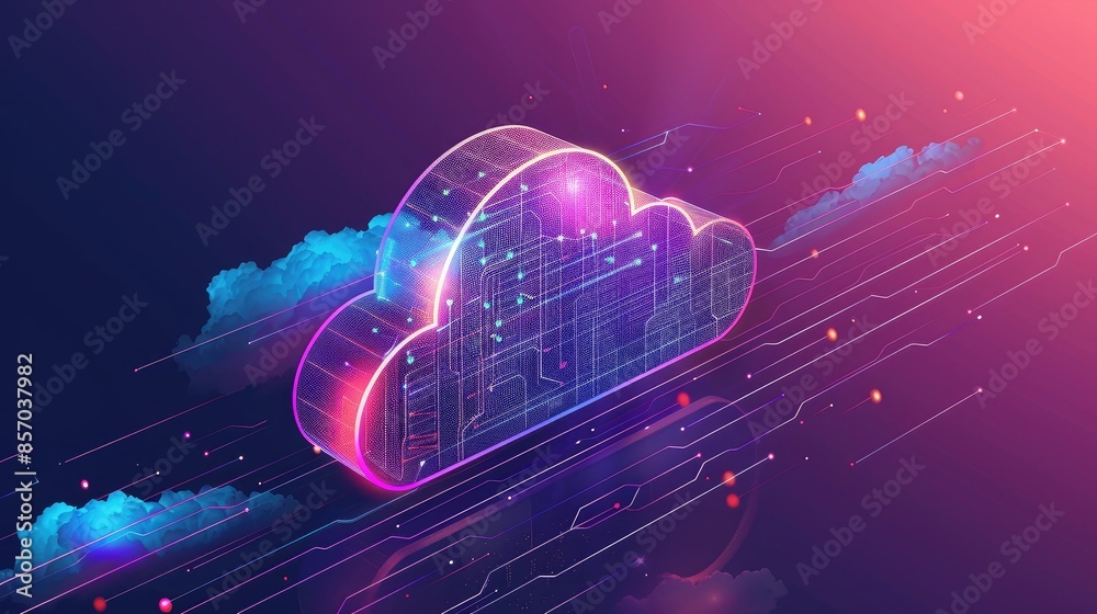 Wall mural cloud computing transfer big data on internet