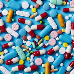 Colorful Assortment of Medicinal Pills Scattered