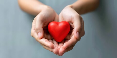 Obraz premium Hands Holding a Red Heart