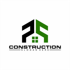 Real Estate logo design with geometric abstract letter PS concept.