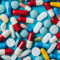 Colorful Assortment of Medicinal Pills Scattered