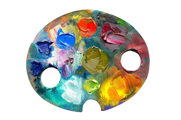 A vibrant artist palette filled with various colorful paint blobs, perfect for creative projects, design, and artistic inspiration.