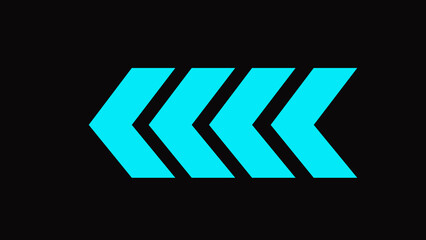 Blue glowing left arrows. Glowing Arrows on a Black Background. 3d rendering glowing up arrow abstract background.
