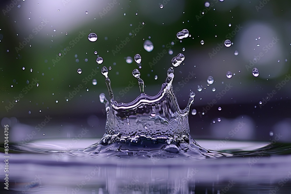 Poster High-Speed Water Splash Photography: Capturing dynamic droplets in pristine motion against a beautifully blurred background.