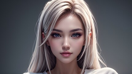 A stunning close-up portrait of a young beautiful woman 