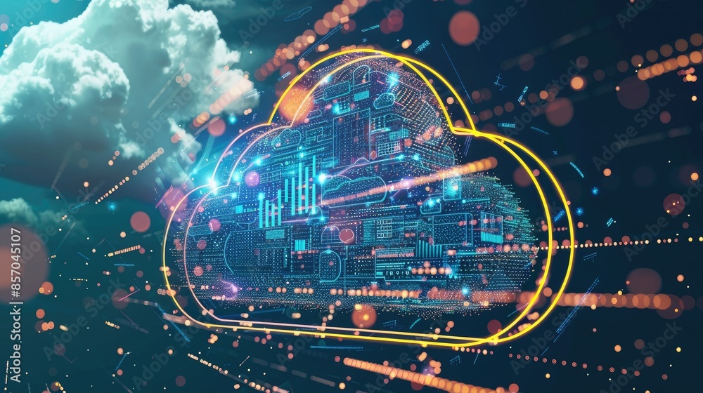 Wall mural cloud computing transfer big data on internet