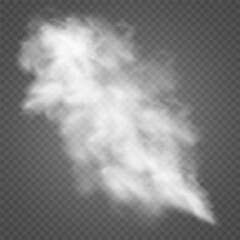Fog or smoke isolated transparent special effect. White vector cloudiness, mist or smog background. Vector illustration	