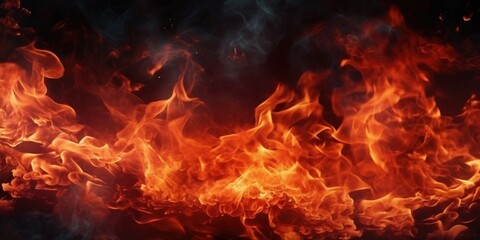 Fiery Abstract Background with Smoke and Flames