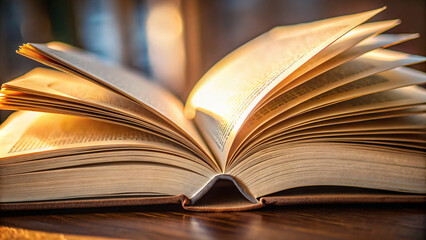 Fototapeta premium An open book with pages fanned out, symbolizing education and the pursuit of knowledge