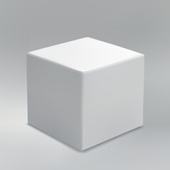 Simple White Cube on Gradient Gray Background