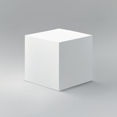 Simple White Cube on Gradient Gray Background