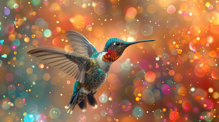 Obraz premium hummingbird with colorful background.