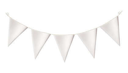 white bunting banner isolated on transparent background cutout