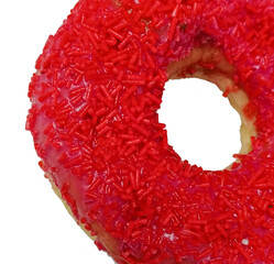 Deliciously Red Donut with Sweet Candy Sprinkles Tempting Treat to Enjoy