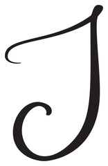Hand drawn vector calligraphy letter I. Script capital font logo. Handwritten brush style flourish