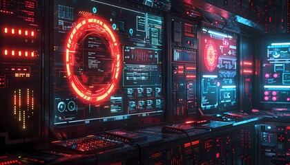 Obraz premium Data Protection and Privacy Compliance, scene of a cybersecurity team monitoring data flows and ensuring compliance with privacy laws, data analytics dashboards to convey the theme of safeguarding 