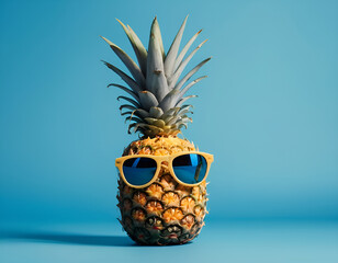 pineapple on a white background, pineapple on a blue background, pineapple on the table