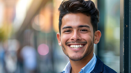 Obraz premium Young businessman latino smile