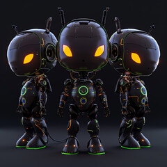 sleek futuristic robot with glowing neon lines, mechanical limbs, transparent chest revealing gears and circuits