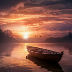 boat at sunset