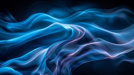 Obraz premium Abstract background with flowing blue light waves, creating a serene and modern design.