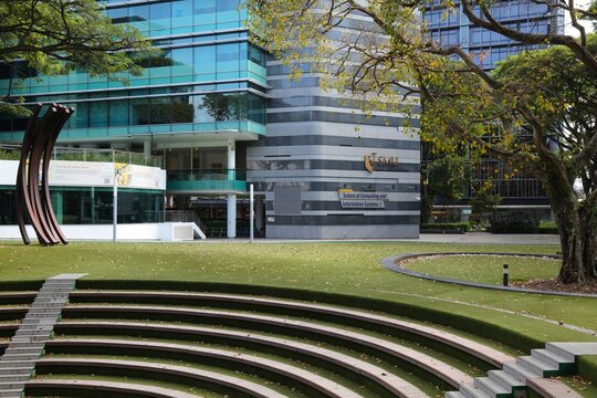 SINGAPORE CITY, SINGAPORE - MARCH 14, 2024: Singapore Management University SMU public university campus in Singapore City. School of Computing and Information Systems.