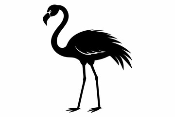 flamingo vector silhouette, Vector black flamingo silhouette, Black silhouette of tropical bird flamingo