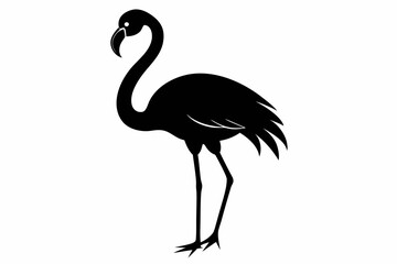 flamingo vector silhouette, Vector black flamingo silhouette, Black silhouette of tropical bird flamingo © Trendy CraftSVG 