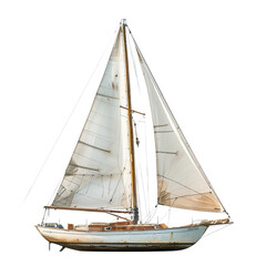 Classic Sailboat. A beautifully crafted classic sailboat with white sails, isolated on a transparent background.