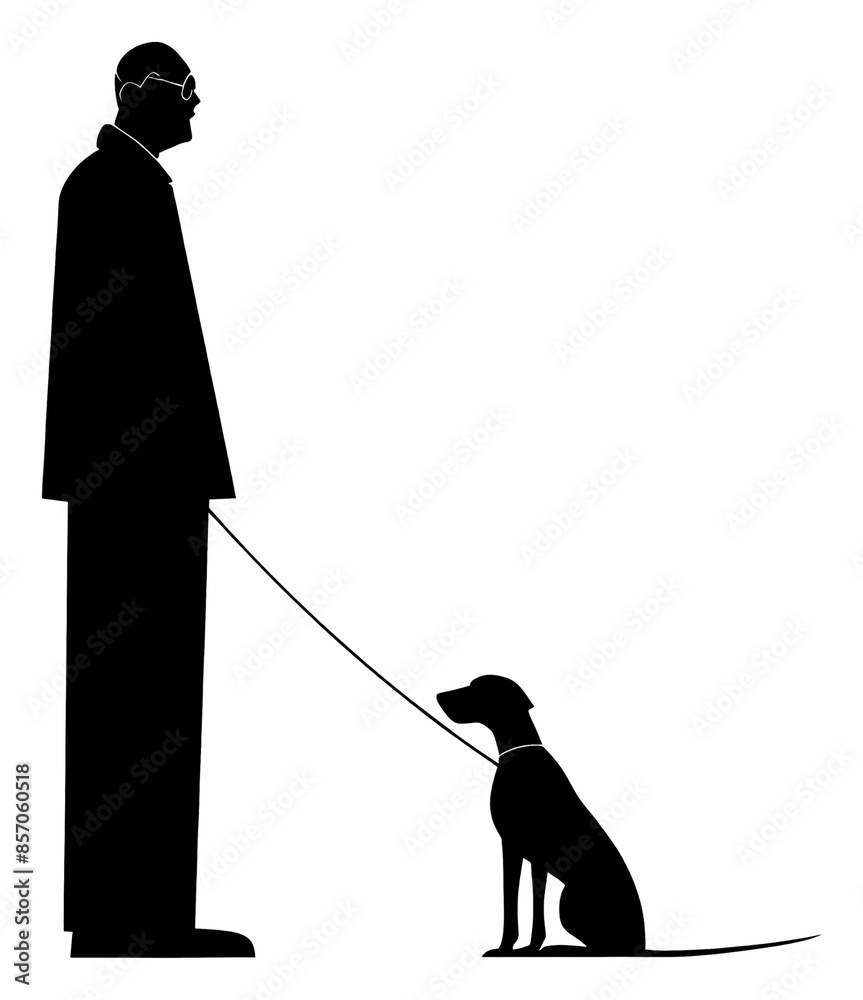 Wall mural PNG Blind man and dog silhouette walking person