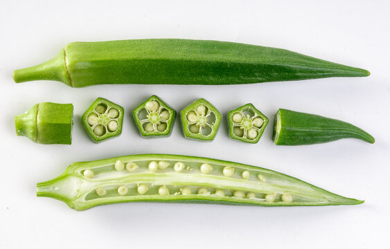fresh okra isolated on white background