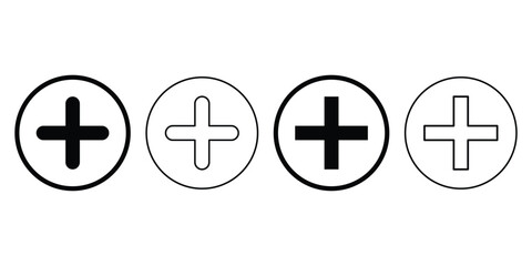 plus icon vector button set
