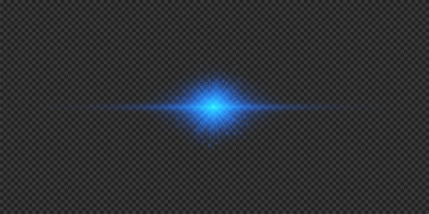 Blue horizontal light effect of lens flares