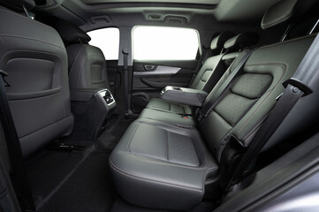 Back car leather seat with open armrest