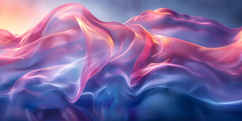 Obraz premium Futuristic Abstract Background with Blue and Pink Gradient, Flowing Shapes, and Holographic Effect