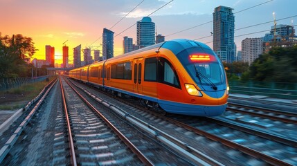 Naklejka premium Futuristic smart city scene with eco-friendly energy solutions and a digital network for enhanced sustainability