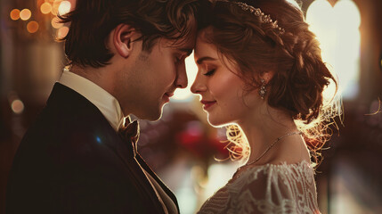 Groom and bride at the wedding