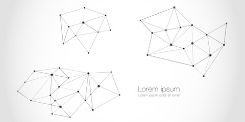 Abstract technology Network nodes, digital connection background with polygonal shapes on white Vector. science technology, data structure, connected points, web.