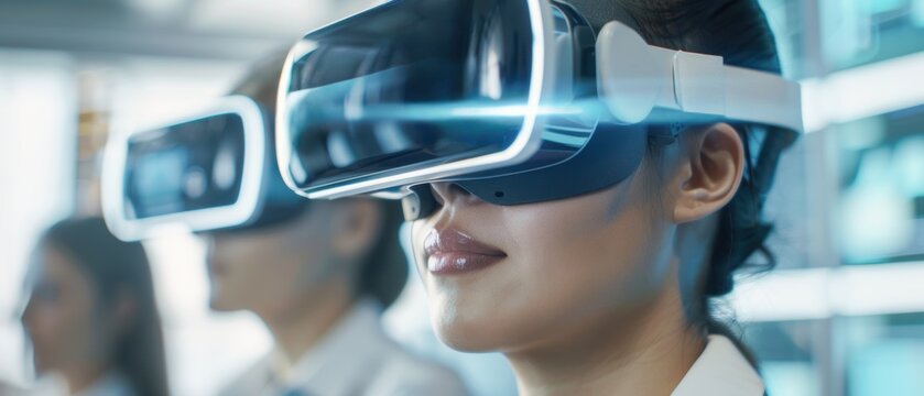 Team collaboration with augmented reality tools in modern office