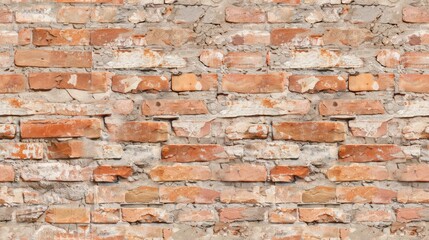 Fototapeta premium Seamless close-up of a rustic red brick wall with detailed textures, creating an authentic and timeless architectural backdrop.