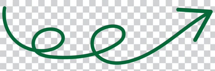 Straight green arrow - Long green arrow indication sign isolated on a transparent background - Vector illustration