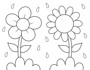 flower coloring page, large shapes outline drawing