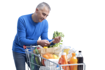 Man checking the grocery receipt