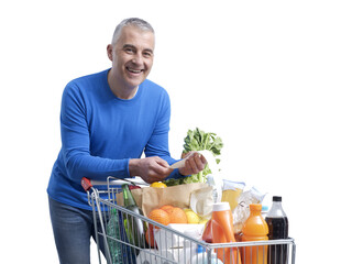 Man checking the grocery receipt