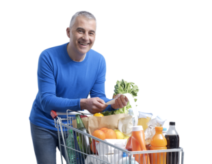Man checking the grocery receipt