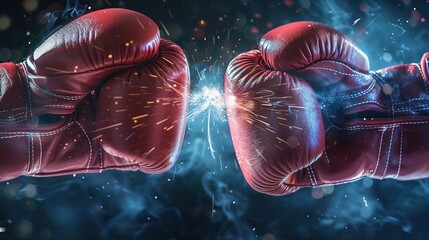 Powerful and Impactful Two Boxing Gloves Illustration, Symbolizing Strength, Determination, and Competitive Spirit